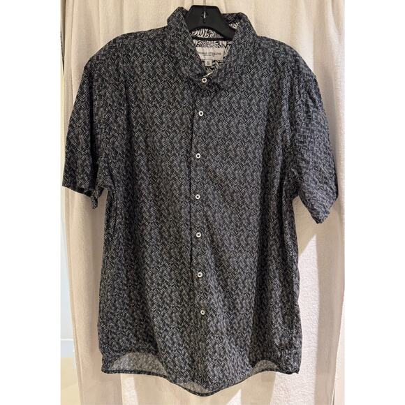 Thomas Sterling London Men's S/S Dress Shirt XL Black Geometric NWOT - Picture 2 of 4